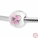 925 Silver Pink Peach Blossom Crystal DIY Beads