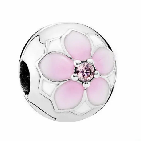 925 Silver Pink Peach Blossom Crystal DIY Beads