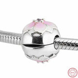 925 Silver Pink Peach Blossom Crystal DIY Beads