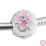 925 Silver Pink Peach Blossom Crystal DIY Beads