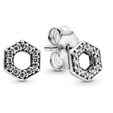 925 Sterling Silver Pink Daisy Honeycomb Triple Earrings