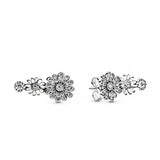 925 Sterling Silver Pink Daisy Honeycomb Triple Earrings