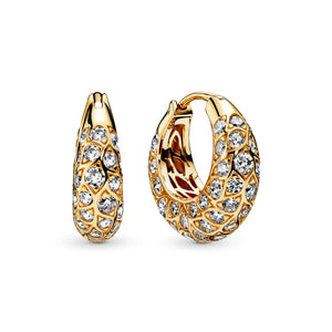 Classic Silver 925 Hoop Earrings with Sparkling Pattern