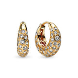 Classic Silver 925 Hoop Earrings with Sparkling Pattern