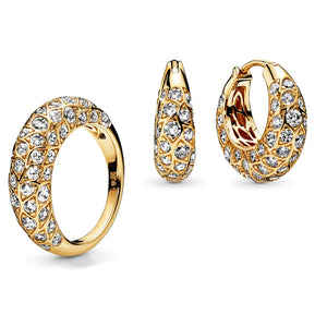 Classic Silver 925 Hoop Earrings with Sparkling Pattern