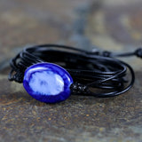 Ceramic Bead Charm Wrap Bracelet Wax Rope Jewelry