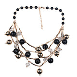 Faux Pearl Multilayer Chain Bib Necklace Statement Charms Jewelry