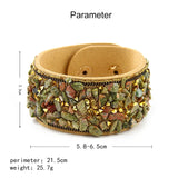 Women Leather Wrap Bracelet with Crystals Rhinestone