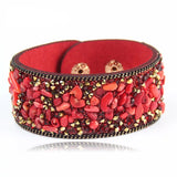 Women Leather Wrap Bracelet with Crystals Rhinestone