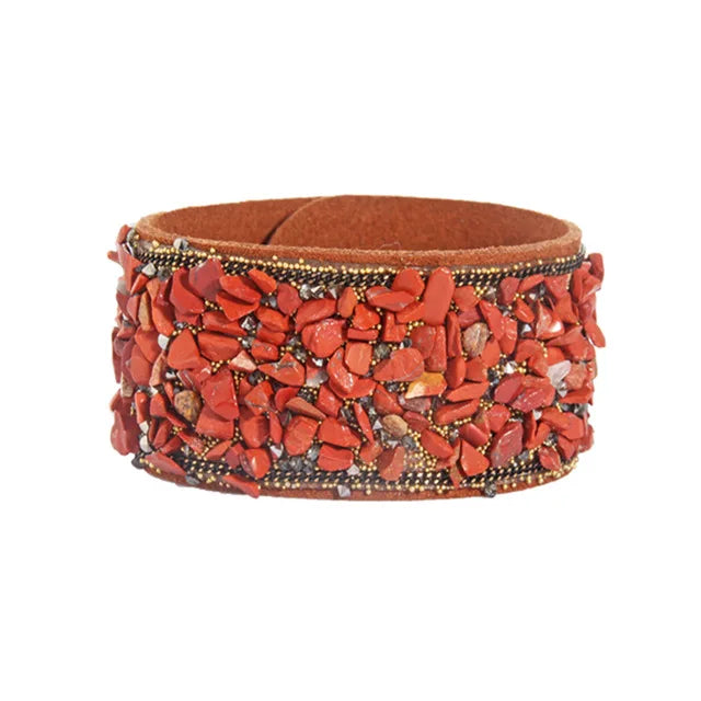 Women Leather Wrap Bracelet with Crystals Rhinestone