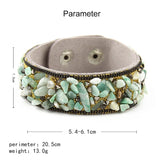 Women Leather Wrap Bracelet with Crystals Rhinestone