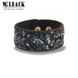Women Leather Wrap Bracelet with Crystals Rhinestone