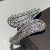 925 Silver Princess Cut 5A CZ Zircon Bridal Bangle Gift