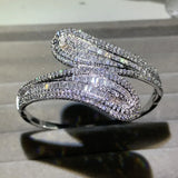 925 Silver Princess Cut 5A CZ Zircon Bridal Bangle Gift