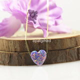 Silver Plated Synthetic Fire Opal Heart Pendant Necklace - Gift
