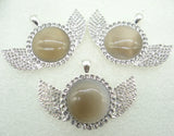 8PC Natural Stone Quartz Crystal Tiger Opal Eye Amethyst Pendant