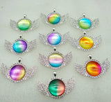 8PC Natural Stone Quartz Crystal Tiger Opal Eye Amethyst Pendant