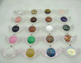 8PC Natural Stone Quartz Crystal Tiger Opal Eye Amethyst Pendant