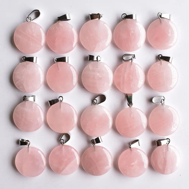 50pcs Natural Stone Round Shape Charms Pendants for Jewelry Making