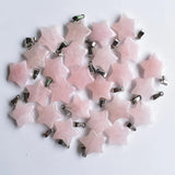Natural Pink Crystal Stone Star Charms Pendants for Jewelry Making