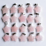 Natural Pink Crystal Stone Star Charms Pendants for Jewelry Making