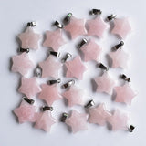 Natural Pink Crystal Stone Star Charms Pendants for Jewelry Making