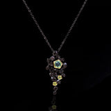 Italian Emerald Flower Pendant Necklace Retro Tungsten Choker Charms