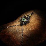Italian Emerald Flower Pendant Necklace Retro Tungsten Choker Charms