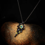 Italian Emerald Flower Pendant Necklace Retro Tungsten Choker Charms