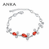 Crystal Rhinestone Flower Charm Bracelet Austrian Crystals