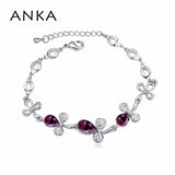 Crystal Rhinestone Flower Charm Bracelet Austrian Crystals
