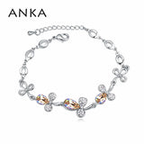 Crystal Rhinestone Flower Charm Bracelet Austrian Crystals