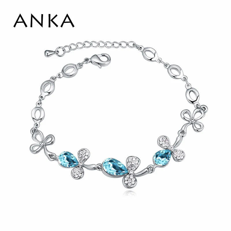 Crystal Rhinestone Flower Charm Bracelet Austrian Crystals