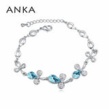 Crystal Rhinestone Flower Charm Bracelet Austrian Crystals
