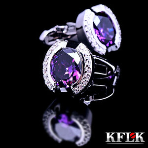 Purple Crystal Cufflinks for Men