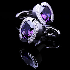 Purple Crystal Cufflinks for Men