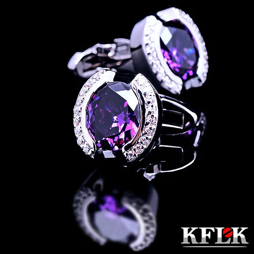 Purple Crystal Cufflinks for Men
