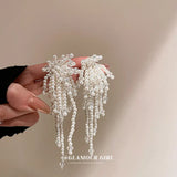 Beaded Simulated Pearl Grape Shape Dangle Earrings For Women