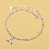 925 Silver Layer Chain Anklets Fish Tail Charm Anklets