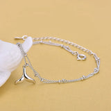 925 Silver Layer Chain Anklets Fish Tail Charm Anklets