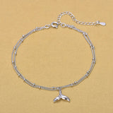 925 Silver Layer Chain Anklets Fish Tail Charm Anklets