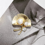 Freshwater Pearl Gingko Leaf Brooch