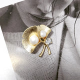 Freshwater Pearl Gingko Leaf Brooch