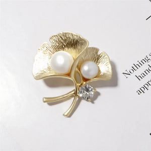 Freshwater Pearl Gingko Leaf Brooch