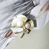 Freshwater Pearl Gingko Leaf Brooch