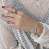 S925 Pure Silver Necklace Frosty Retro Geometry Chain