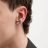 Kpop Silver Spiral Circle Leaf Ear Cuff Earrings