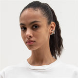 Kpop Silver Spiral Circle Leaf Ear Cuff Earrings
