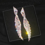 Crystal Rhinestone Tassel Earrings Bridal Dangle Wedding Jewelry