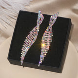 Crystal Rhinestone Tassel Earrings Bridal Dangle Wedding Jewelry